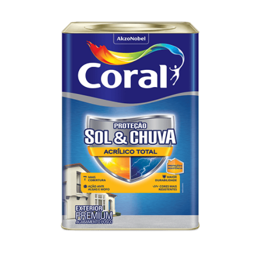 Tinta Sol e Chuva Proteção Total Branca de 18L Coral